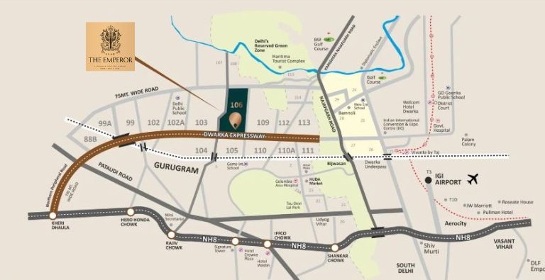 Elan-the-emperor-sector-106-gurgaon-location-map